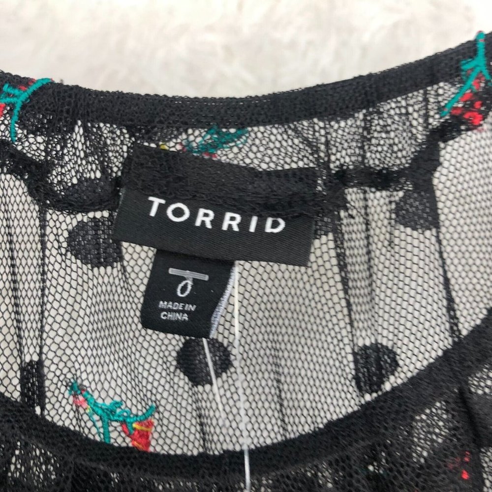 torrid Black Sheer Midi Dress with Colorful Floral Embroidery - Picture 10 of 16